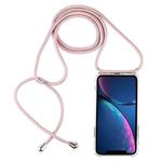 For iPhone XR Four-Corner Anti-Fall Transparent TPU Mobile Phone Case With Lanyard(Rose Gold)