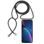 For iPhone XR Four-Corner Anti-Fall Transparent TPU Mobile Phone Case With Lanyard(Grey)