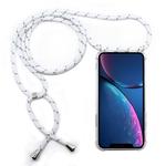 For iPhone XR Four-Corner Anti-Fall Transparent TPU Mobile Phone Case With Lanyard(White Grey)