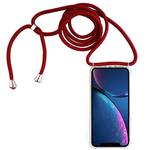 For iPhone XR Four-Corner Anti-Fall Transparent TPU Mobile Phone Case With Lanyard(Red)