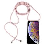 For iPhone XS Max Four-Corner Anti-Fall Transparent TPU Mobile Phone Case With Lanyard(Rose Gold)