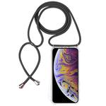 For iPhone XS Max Four-Corner Anti-Fall Transparent TPU Mobile Phone Case With Lanyard(Grey)
