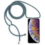 For iPhone XS Max Four-Corner Anti-Fall Transparent TPU Mobile Phone Case With Lanyard(Green White Blue)