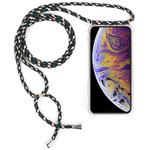 For iPhone XS Max Four-Corner Anti-Fall Transparent TPU Mobile Phone Case With Lanyard(Green Beige Black)