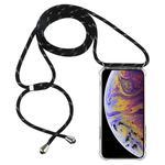 For iPhone XS Max Four-Corner Anti-Fall Transparent TPU Mobile Phone Case With Lanyard(Black Gold)