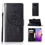 Wind Chime Owl Embossing Pattern Horizontal Flip Leather Case with Holder & Card Slots & Wallet For Galaxy S10+(Black)