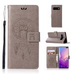 Wind Chime Owl Embossing Pattern Horizontal Flip Leather Case with Holder & Card Slots & Wallet For Galaxy S10+(Grey)