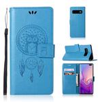 Wind Chime Owl Embossing Pattern Horizontal Flip Leather Case with Holder & Card Slots & Wallet For Galaxy S10+(Blue)