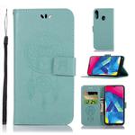 Wind Chime Owl Embossing Pattern Horizontal Flip Leather Case with Holder & Card Slots & Wallet For Galaxy M20(Green)