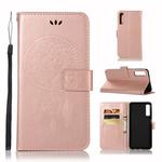 Wind Chime Owl Embossing Pattern Horizontal Flip Leather Case with Holder & Card Slots & Wallet For Galaxy A7 (2018)(Rose Gold)