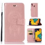 Wind Chime Owl Embossing Pattern Horizontal Flip Leather Case with Holder & Card Slots & Wallet For Galaxy A30(Rose Gold)