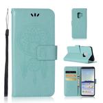 Wind Chime Owl Embossing Pattern Horizontal Flip Leather Case with Holder & Card Slots & Wallet For Galaxy S9(Green)