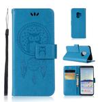 Wind Chime Owl Embossing Pattern Horizontal Flip Leather Case with Holder & Card Slots & Wallet For Galaxy S9(Blue)