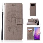 Wind Chime Owl Embossing Pattern Horizontal Flip Leather Case with Holder & Card Slots & Wallet For Galaxy S10(Grey)