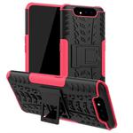 Tire Texture TPU+PC Shockproof Protective Case with Holder for Galaxy A80(Pink)