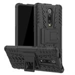 Tire Texture TPU+PC Shockproof Protective Case with Holder for Xiaomi Mi 9T / 9T Pro / Redmi K20 / K20 Pro(Black)