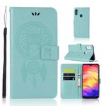 Wind Chime Owl Embossing Pattern Horizontal Flip Leather Case with Holder & Card Slots & Wallet For Xiaomi Redmi Note 7(Green)