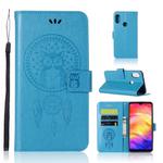 Wind Chime Owl Embossing Pattern Horizontal Flip Leather Case with Holder & Card Slots & Wallet For Xiaomi Redmi Note 7(Blue)