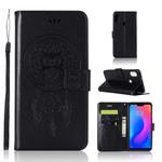 Wind Chime Owl Embossing Pattern Horizontal Flip Leather Case with Holder & Card Slots & Wallet For Xiaomi Redmi Note 6(Black)