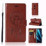 Wind Chime Owl Embossing Pattern Horizontal Flip Leather Case with Holder & Card Slots & Wallet For Sony Xperia XZ3(Brown)