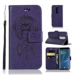 Wind Chime Owl Embossing Pattern Horizontal Flip Leather Case with Holder & Card Slots & Wallet For Sony Xperia 1 / Xperia XZ4(Purple)