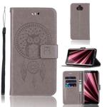 Wind Chime Owl Embossing Pattern Horizontal Flip Leather Case with Holder & Card Slots & Wallet For Sony Xperia 10(Grey)