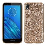 Plating Glittery Powder Shockproof TPU Case For Motorola Moto E6(Gold)