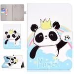 Colored Pattern Drawing Horizontal Flip PU Leather Case with Three-folding Holder for 10 inch Tablet PC(Crown of panda)