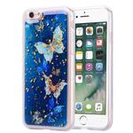 Gold Foil Style Dropping Glue TPU Soft Protective Case for iPhone 6(Blue Butterfly)