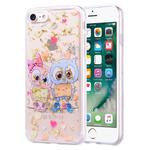Gold Foil Style Dropping Glue TPU Soft Protective Case for iPhone 7(Loving Owl)