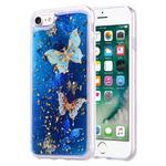 Gold Foil Style Dropping Glue TPU Soft Protective Case for iPhone 7 Plus(Blue Butterfly)
