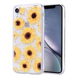 Gold Foil Style Dropping Glue TPU Soft Protective Case for iPhone XR(Sunflower)