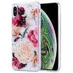 For iPhone XS Max Gold Foil Style Dropping Glue TPU Soft Protective Case(Flower)
