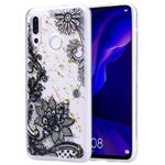 Cartoon Pattern Gold Foil Style Dropping Glue TPU Soft Protective Case for Huawei Y7 (2019)(Black Lace)