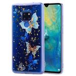 Cartoon Pattern Gold Foil Style Dropping Glue TPU Soft Protective Case for Huawei Mate 20(Blue Butterfly)