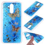 Cartoon Pattern Gold Foil Style Dropping Glue TPU Soft Protective Case for Huawei Mate20 Lite(Blue Butterfly)