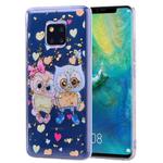 Cartoon Pattern Gold Foil Style Dropping Glue TPU Soft Protective Case for Huawei Mate20 Pro(Loving Owl)