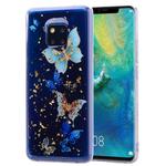 Cartoon Pattern Gold Foil Style Dropping Glue TPU Soft Protective Case for Huawei Mate20 Pro(Blue Butterfly)