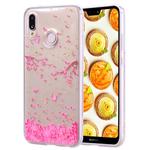 Cartoon Pattern Gold Foil Style Dropping Glue TPU Soft Protective Case for Huawei P20 Lite(Sakura)