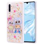 Cartoon Pattern Gold Foil Style Dropping Glue TPU Soft Protective Case for Huawei P30(Loving Owl)