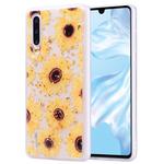 Cartoon Pattern Gold Foil Style Dropping Glue TPU Soft Protective Case for Huawei P30(Sunflower)