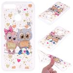Cartoon Pattern Gold Foil Style Dropping Glue TPU Soft Protective Case for Huawei Y6 (2018)(Loving Owl)