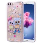 Cartoon Pattern Gold Foil Style Dropping Glue TPU Soft Protective Case for Huawei P Smart / Enjoy 7S(Loving Owl)