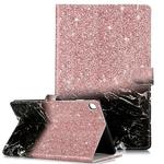 Colored Drawing Pattern Horizontal Flip PU Leather Case with Holder & Card Slots & Wallet For Galaxy Tab S5e / T720(Rose Gold Black Marble)