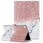 Colored Drawing Pattern Horizontal Flip PU Leather Case with Holder & Card Slots & Wallet For Galaxy Tab S5e / T720(Rose Gold White  Marble)