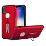 Shockproof TPU + PC Protective Case with Holder For iPhone XS / X(Red)