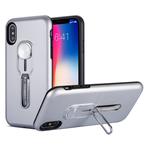 Shockproof TPU + PC Protective Case with Holder For iPhone XS / X(Silver)