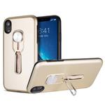 Shockproof TPU + PC Protective Case with Holder For iPhone XR(Gold)