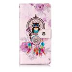 Oil Embossed Coloured Drawing Pattern Horizontal Flip PU Leather Case with Holder & Card Slots & Wallet & Photo Frame For LG G8 ThinQ(Owl Wind Chimes)