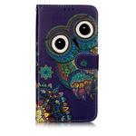 Oil Embossed Coloured Drawing Pattern Horizontal Flip PU Leather Case with Holder & Card Slots & Wallet & Photo Frame For LG Stylo 5(Blue Owl)